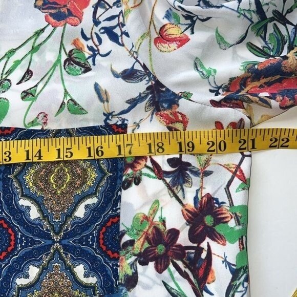 Bohemian Floral Tunic Dress With Blue Paisley Details & Button Front  M/L - Picture 9 of 10